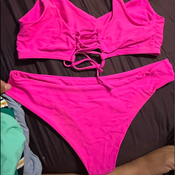 Hot Pink Two Piece Swimming Suit - Picture 7 of 7